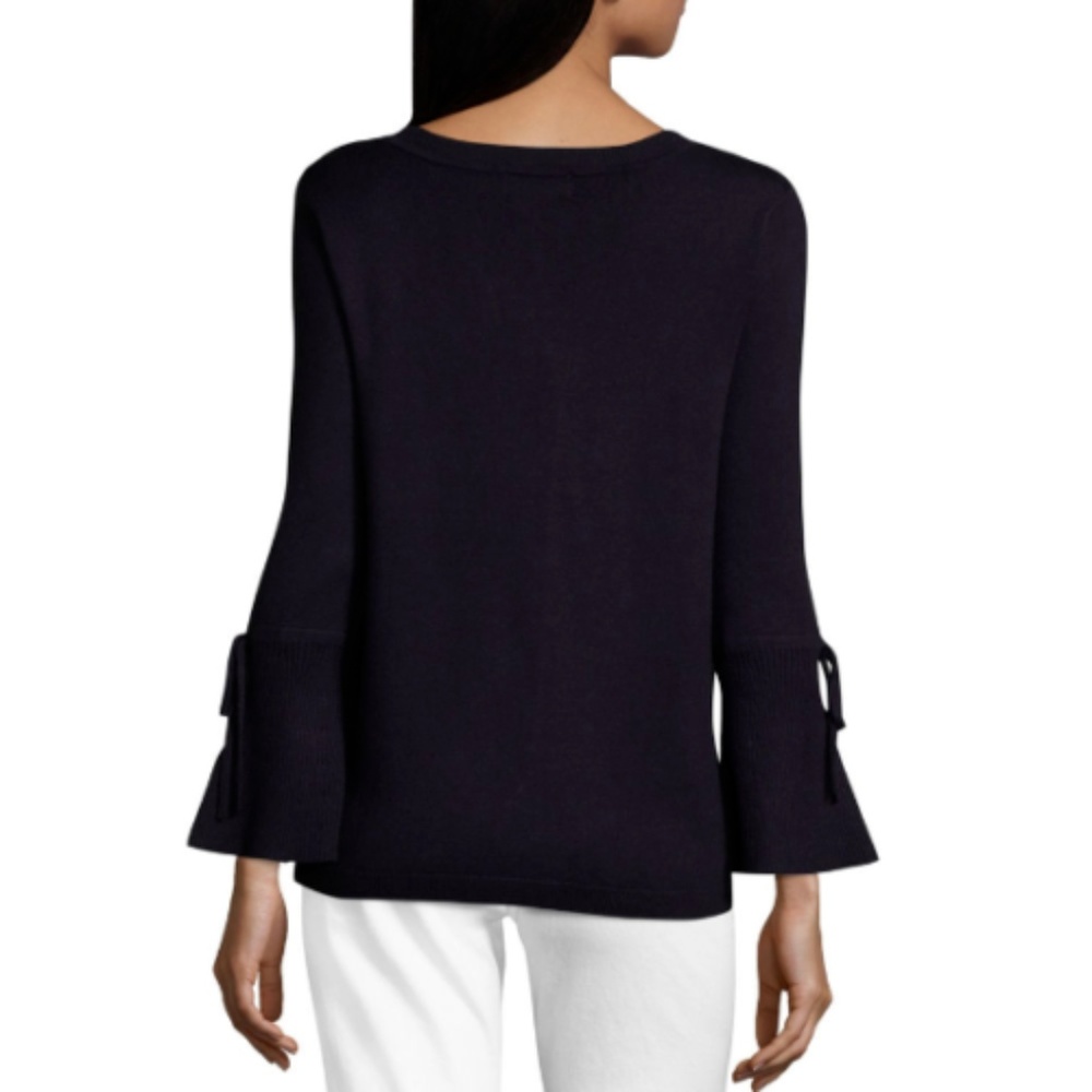 Liz Claiborne Long Sleeve Boat Neck Tie sweater - Picture 2 of 7